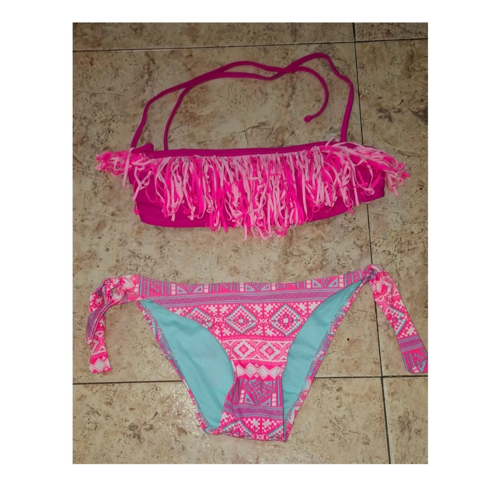 Bikini Suiteblanco Rosa limite edition Y2K